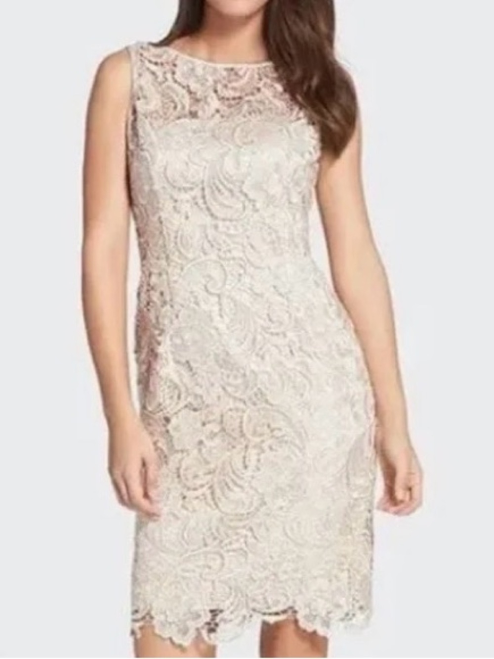 Adrianna Papell Ivory Floral Lace Sheath Dress